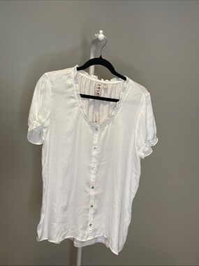 Anthropologie Dolan White Button-Front Short Sleeve Blouse NWT